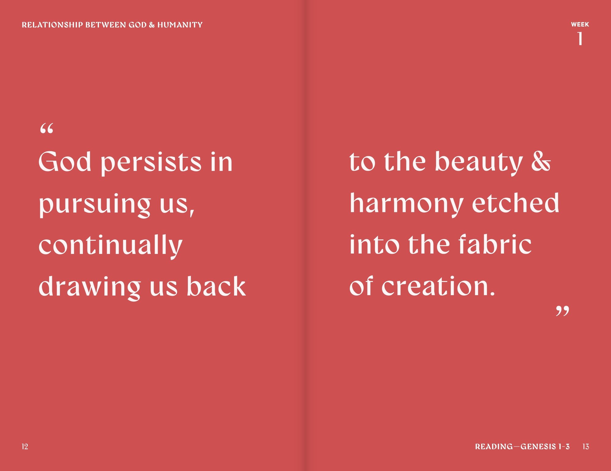A Beautiful Year in the Bible, Mini: Interior spread, Week 1 quote pages, pages 12-13