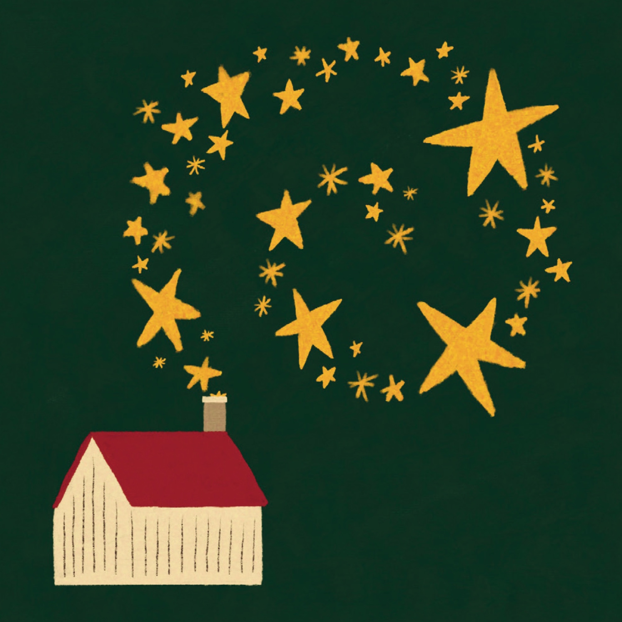 Carols for Christmas: Cover tip-on illustration, house and star wreath