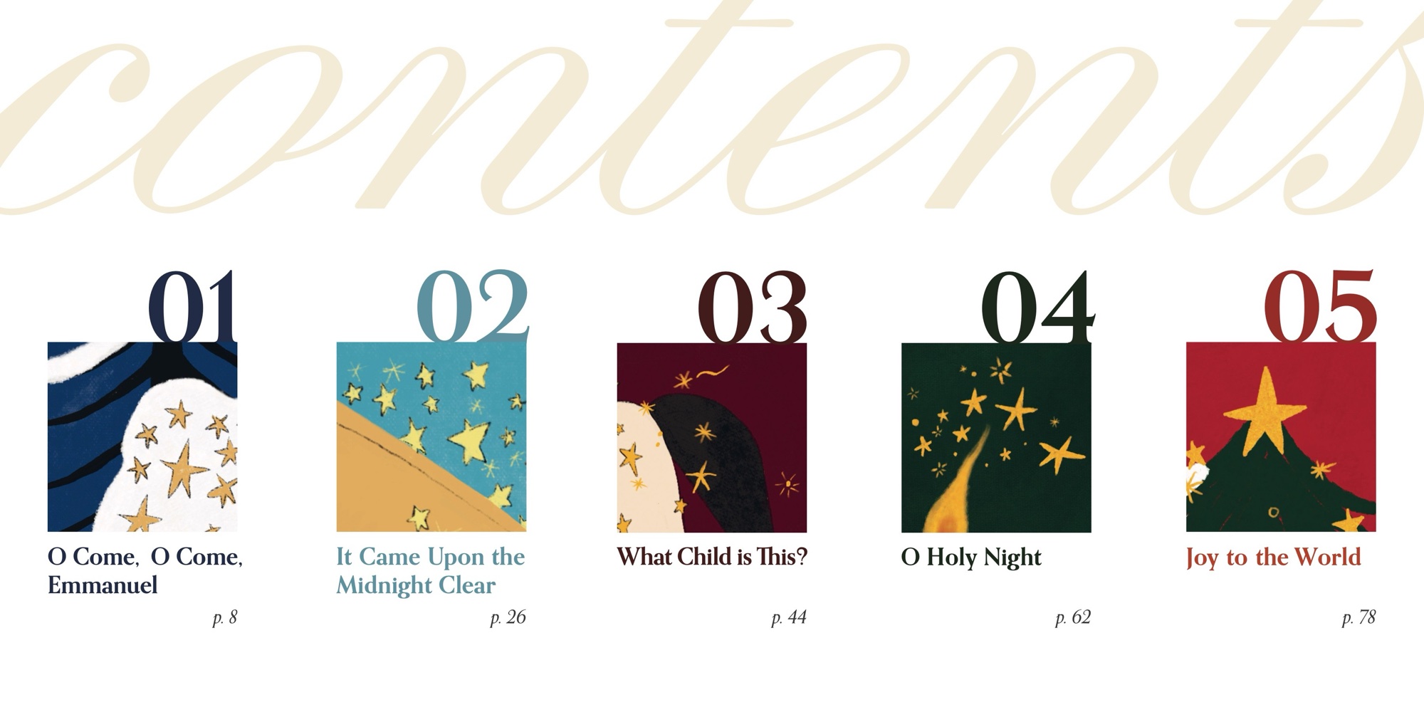 Carols for Christmas: Interior spread, contents, pages 6-7