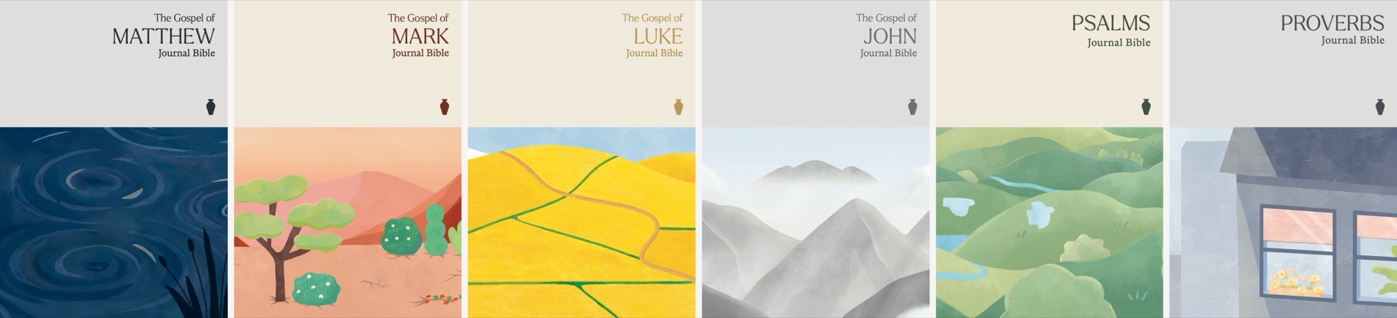 Journal Bibles: Softcover fronts, all six titles: Matthew, Mark, Luke, John, Psalms, Proverbs