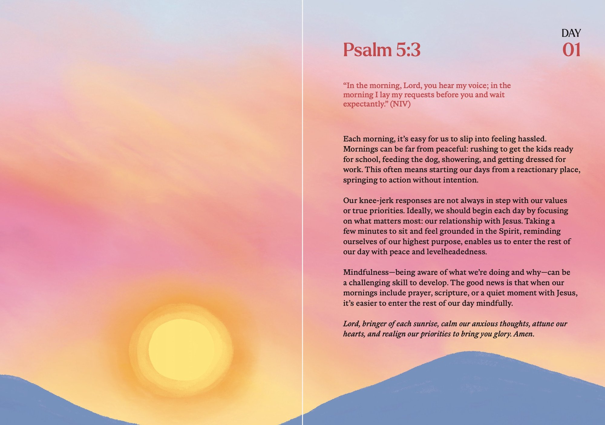 A Beautiful Year Journal, Mini: Interior spread, Day 1, Psalm 5:3