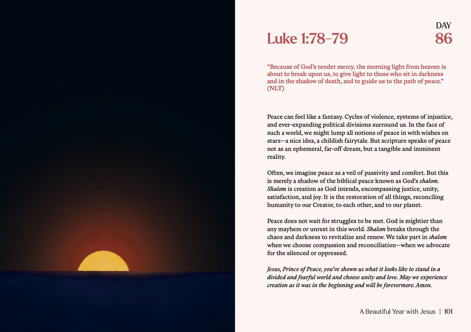 A Beautiful Year Journal, Mini: Interior spread, Day 86, Luke 1:78-79