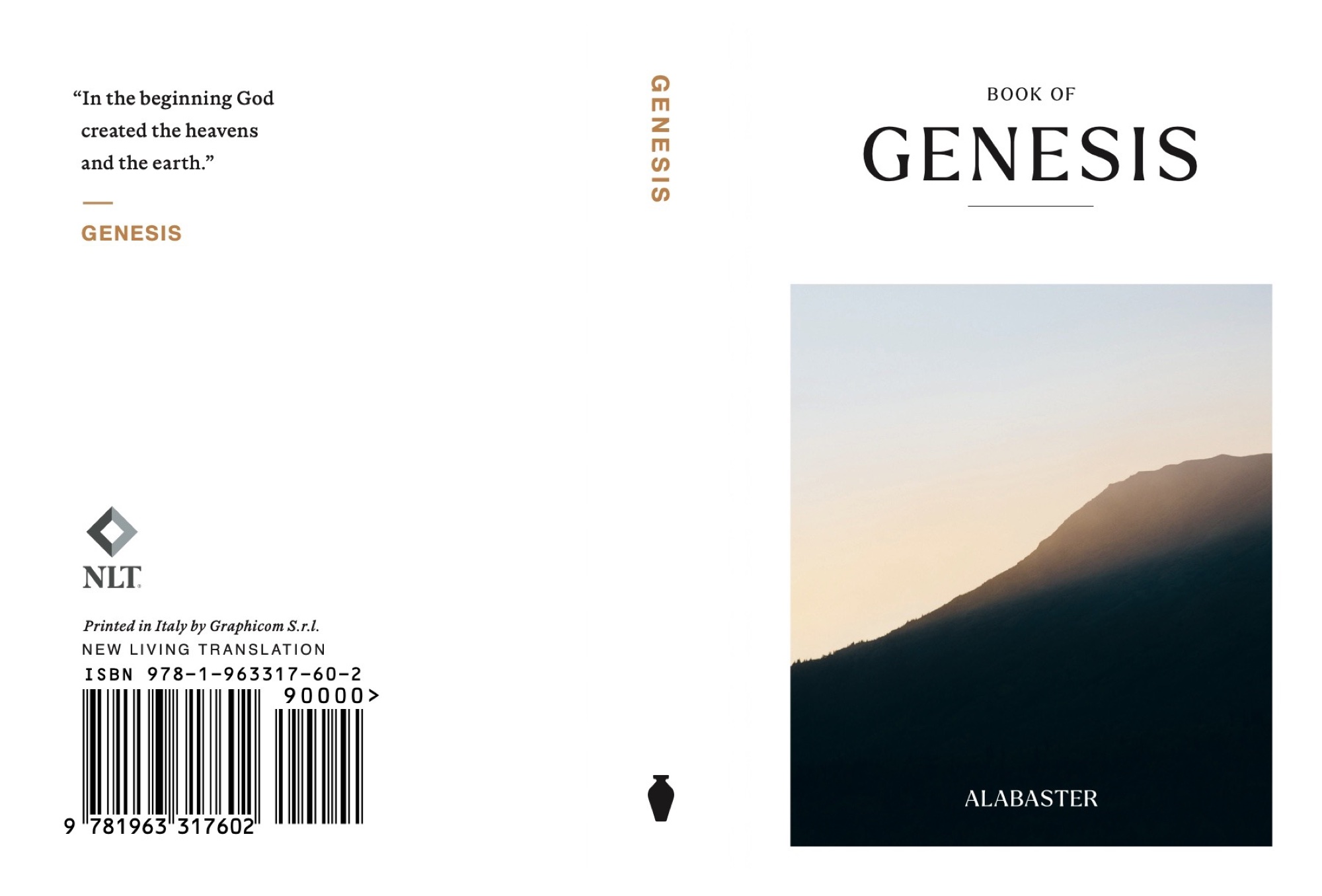 Mini Bibles: Softcover jacket, Genesis: back cover, spine and front