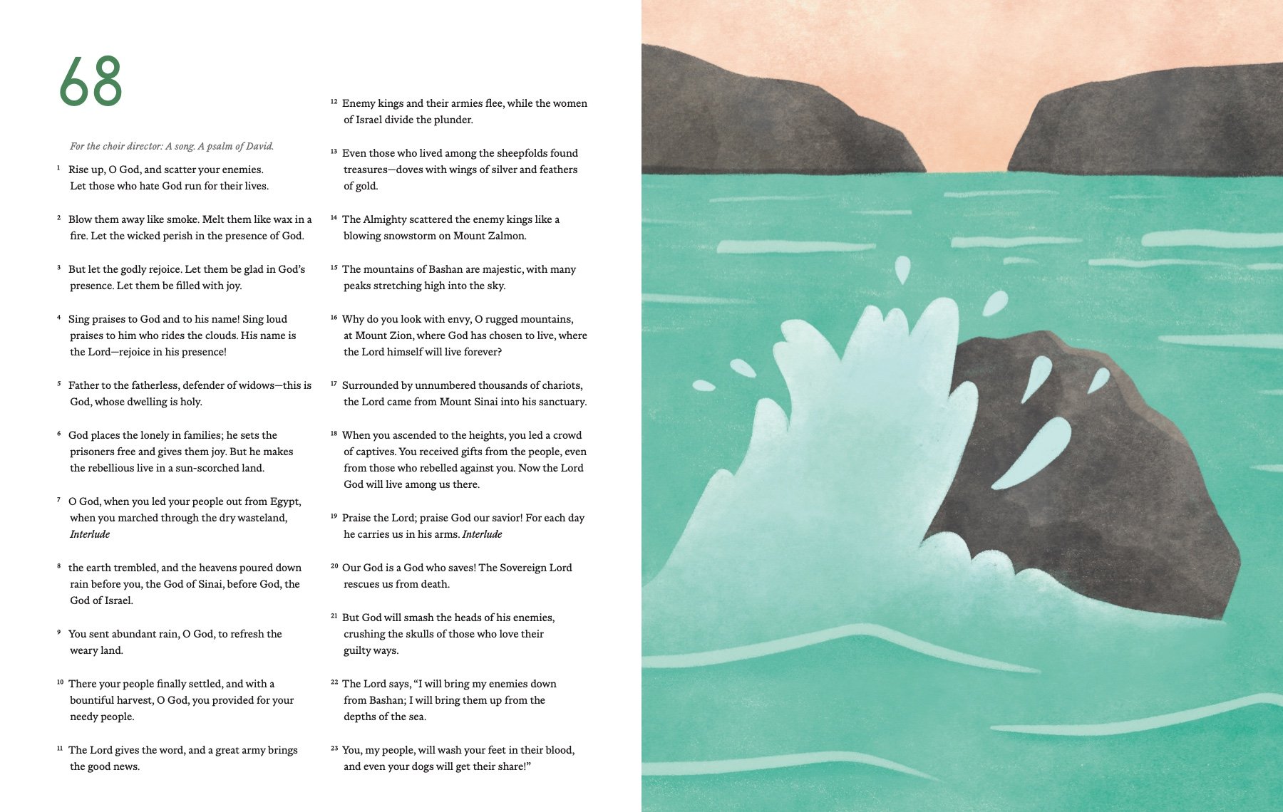 Psalms Illustrated: Interior spread, Psalm 68
