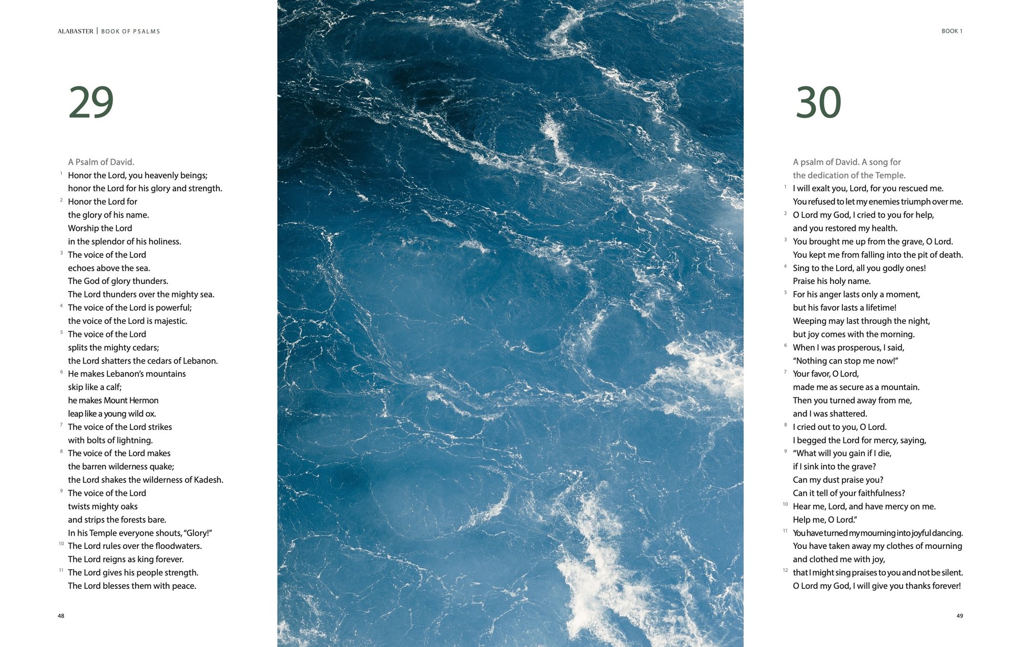 Wisdom Pairing, Deluxe: Interior spread, Psalms 29 and 30, pages 48-49